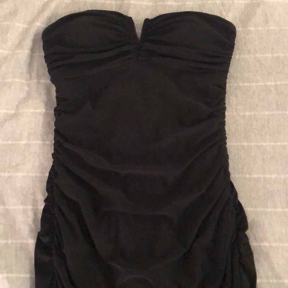 Long black strapless dress